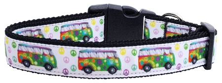 Peace Bus Nylon Dog Collar Medium Narrow